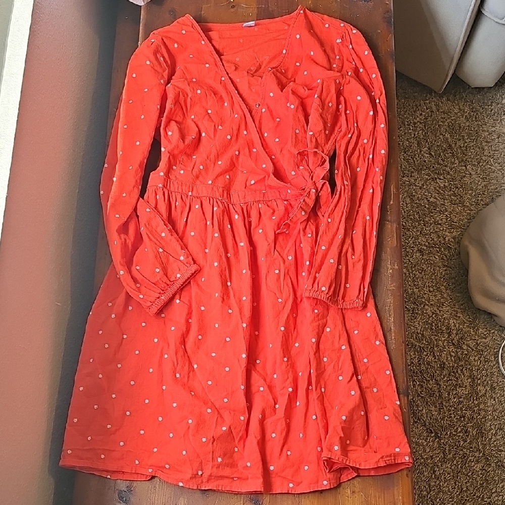 Old Navy Orange Flower Polka Dot Dress